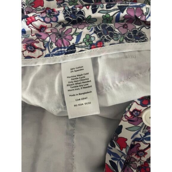 Floral Print High-Waisted Summer Shorts Red Navy Pattern Casual Beach Bottoms - Picture 5 of 5